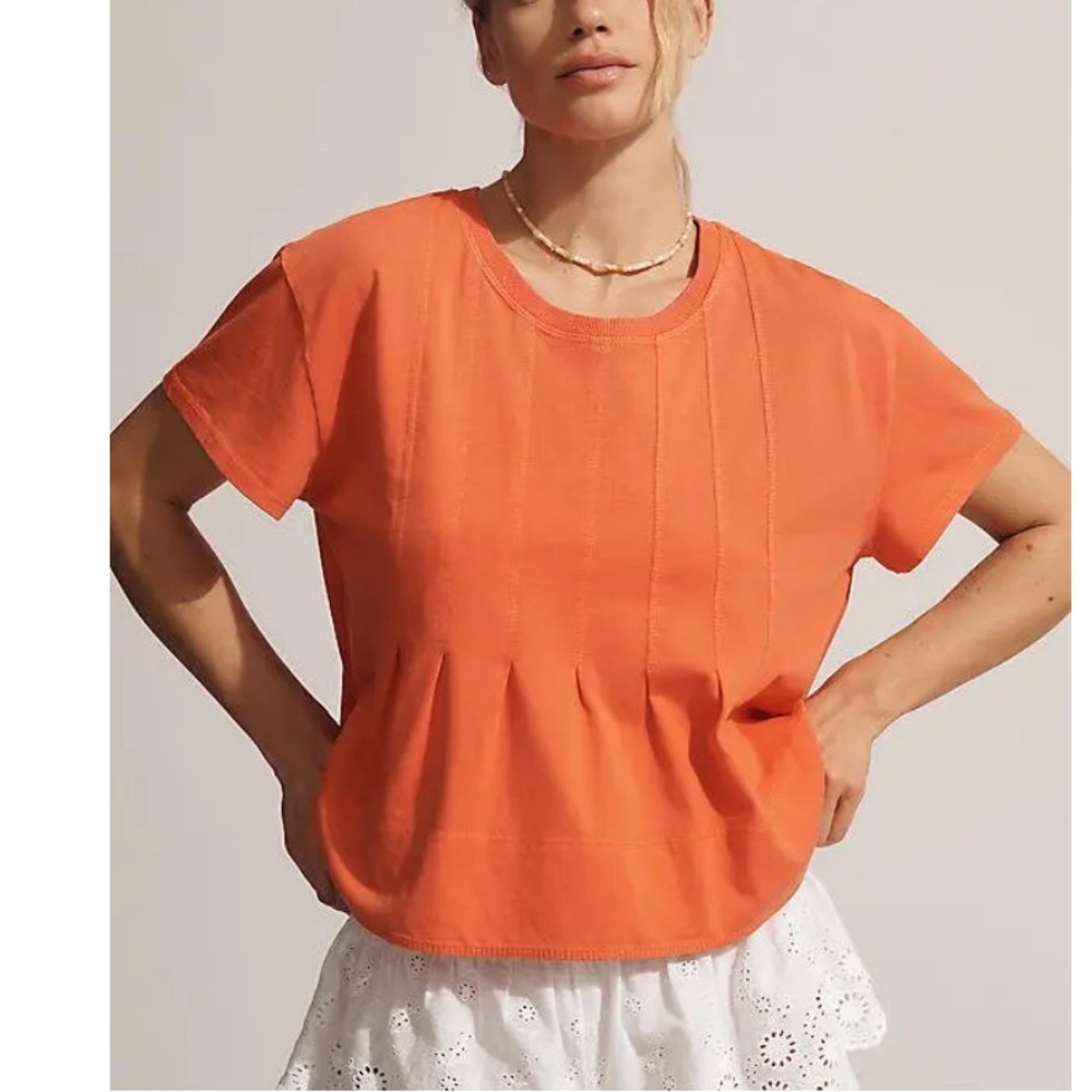 Pilcro Pleated Swing Tee - Cherry Tomato